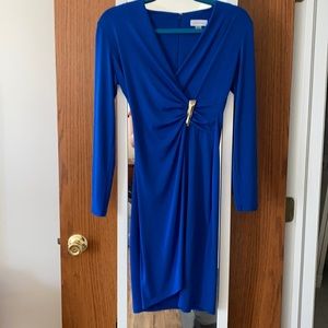 Beautiful royal blue Calvin Klein faux wrap dress